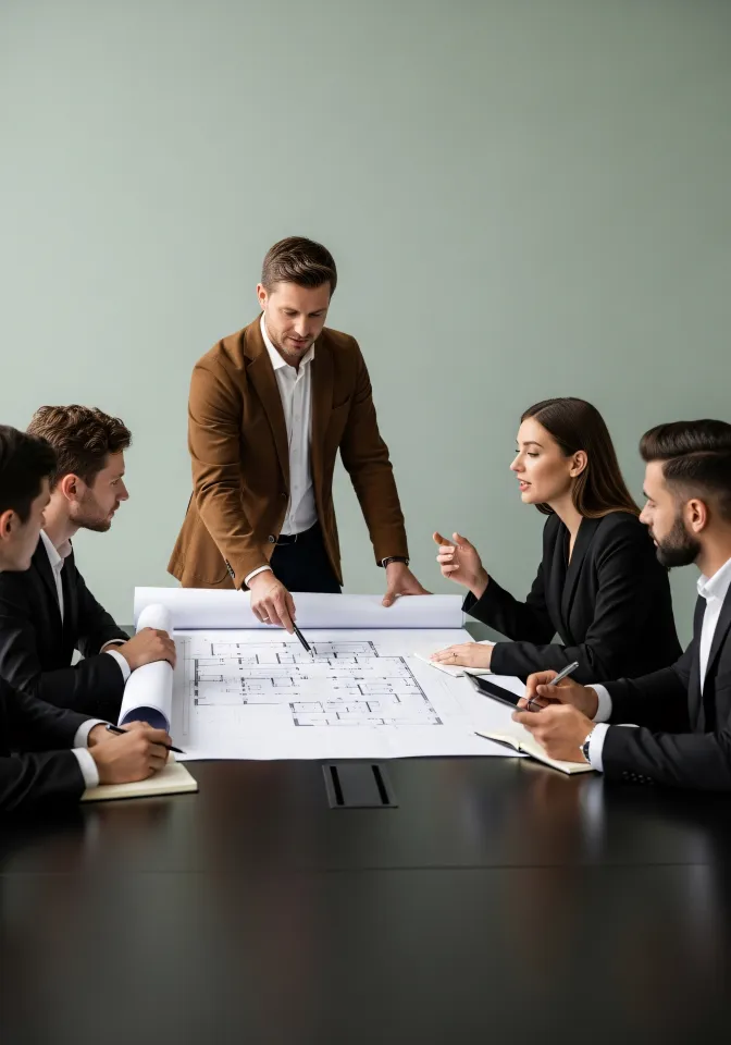 Equipa de especialistas a analisar projetos inovadores