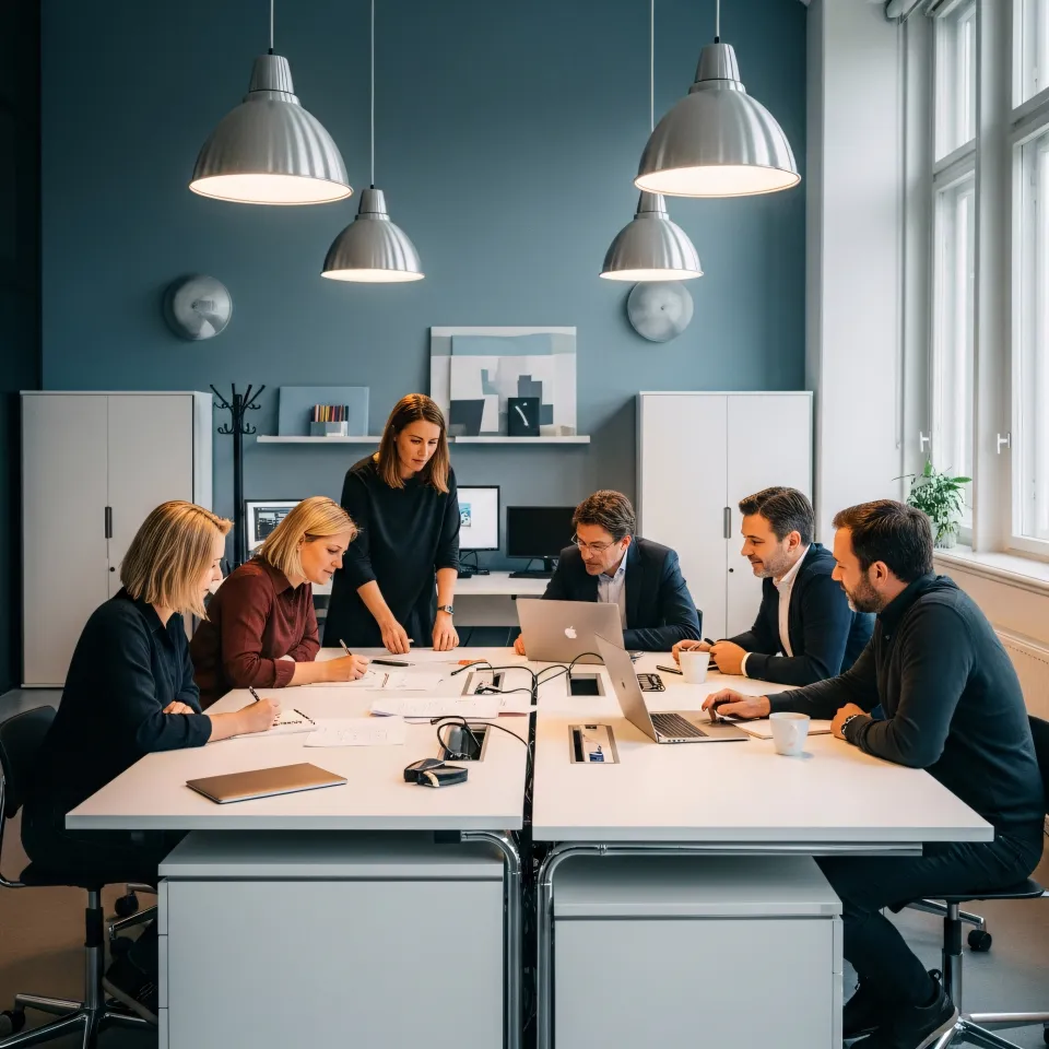 Equipa a analisar documentos para seleção